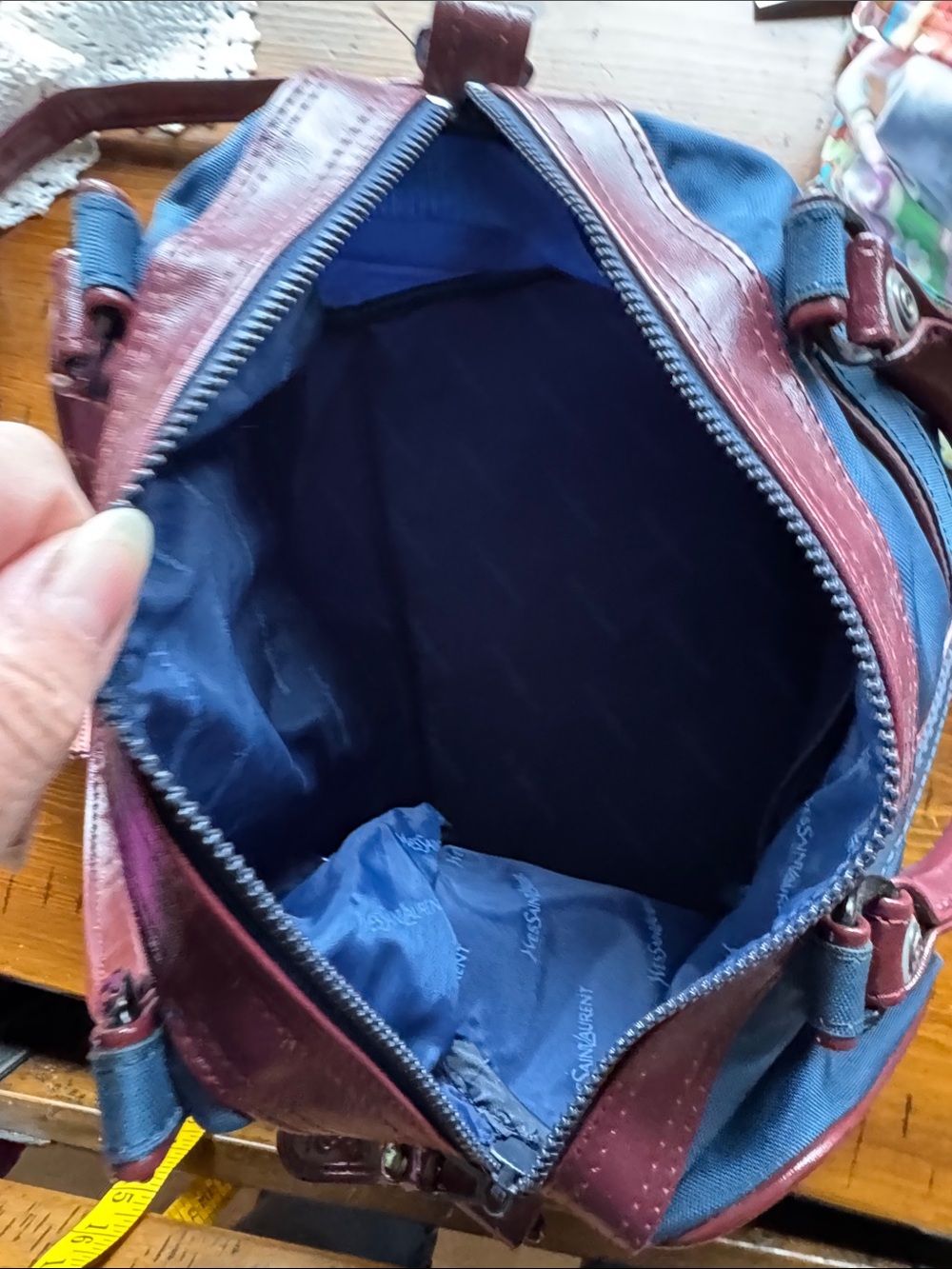 YSL Blue and Brown PURSE/Duffel Bag - Picture 8 of 10
